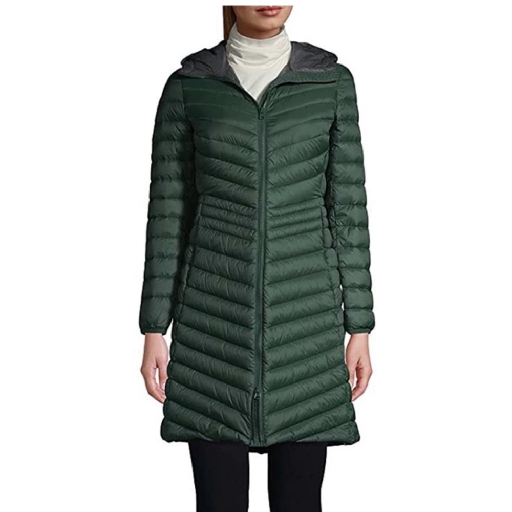 Lands' End Women's Wanderweight Packable Down Coat - Green Sz XL